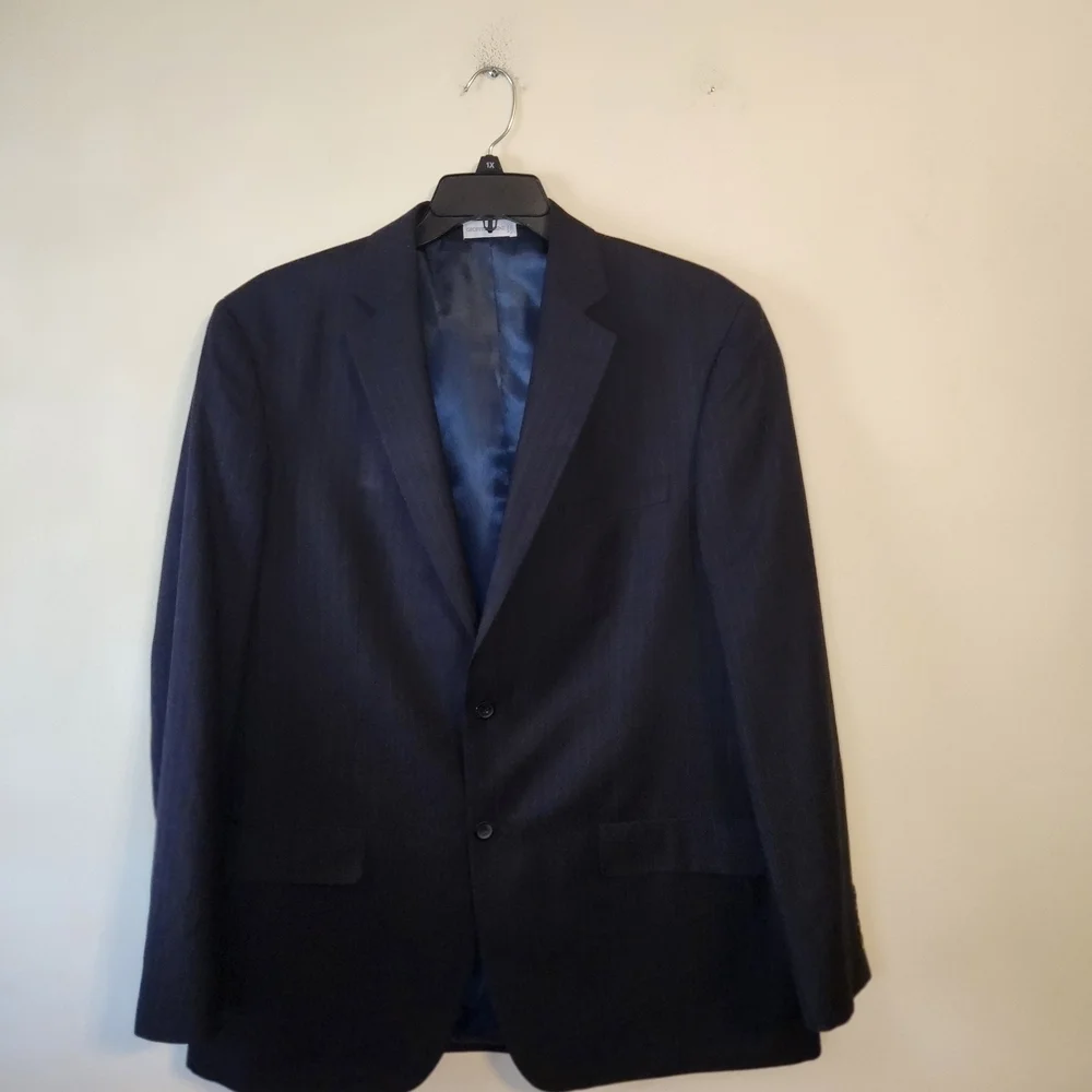 Geoffrey Beene Black With Silver Pinstripes Blazer